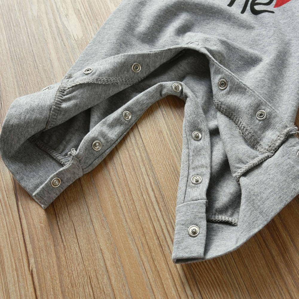 Mom+Dad=Me Baby's Gray Cotton Romper - Image 7